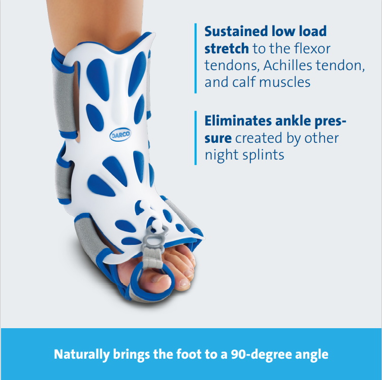 
                  
                    Plantar Fasciitis brace brings the foot to a 90 degree angle
                  
                