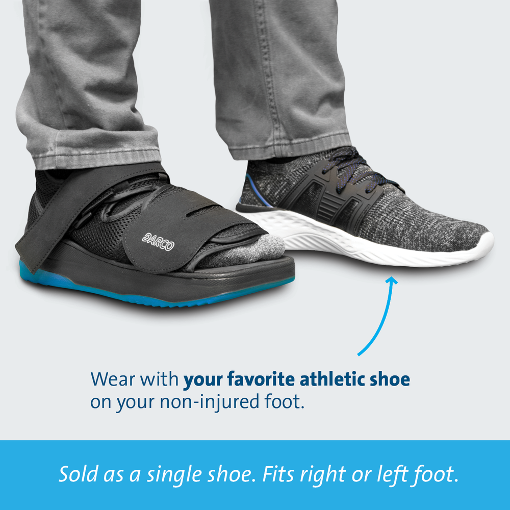 Our post op walking shoe fits right or left foot