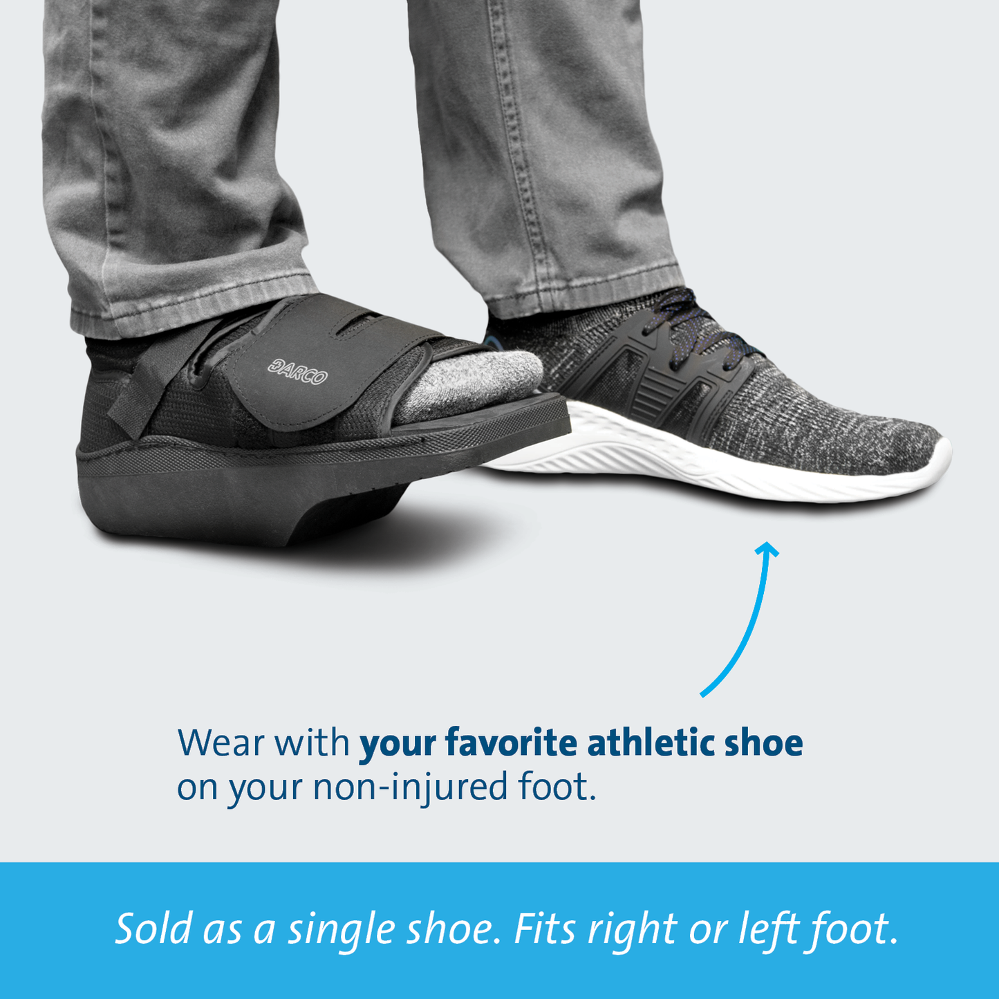 Offloading shoe fits right or left foot