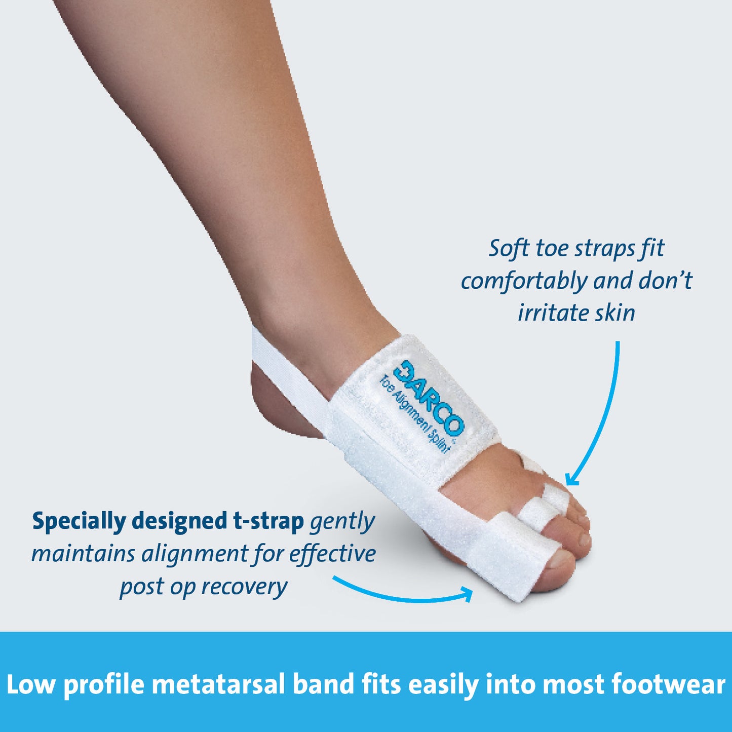 Gently maintains alignment for effective post op recovery