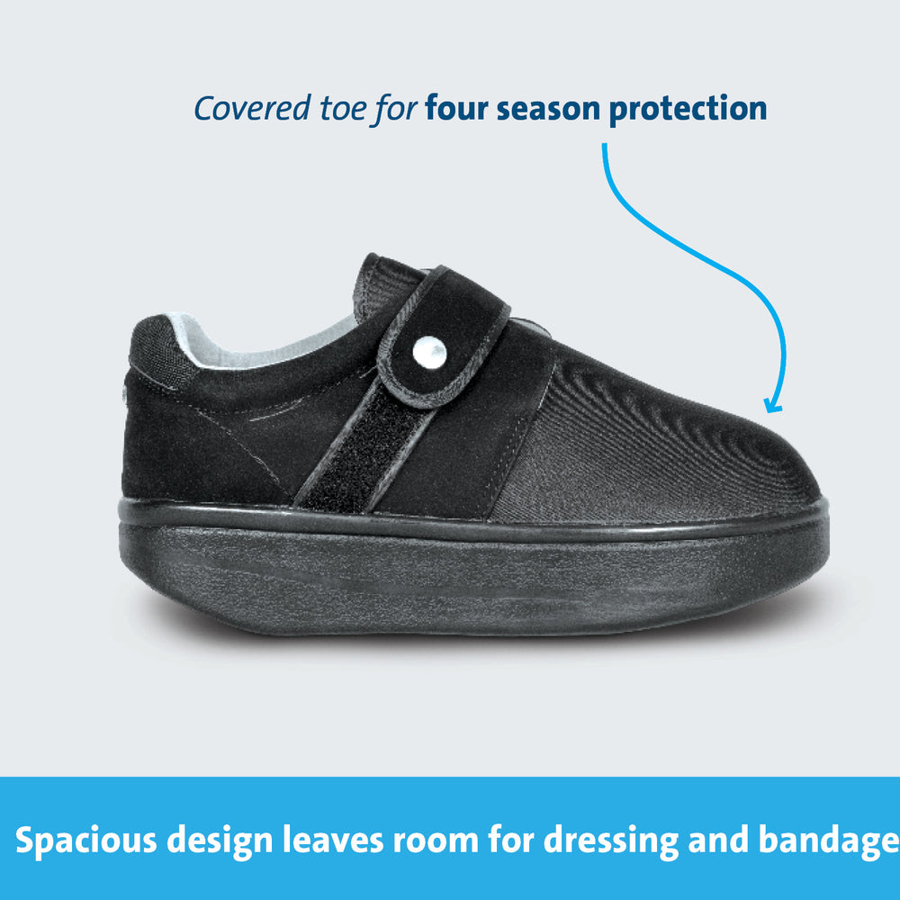 
                  
                    Covered toe offers four season protection
                  
                