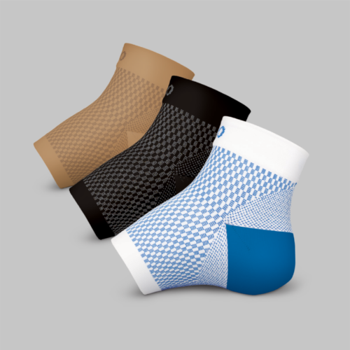 DCS Plantar Fasciitis Compression Sleeves provide arch support for foot pain relief.